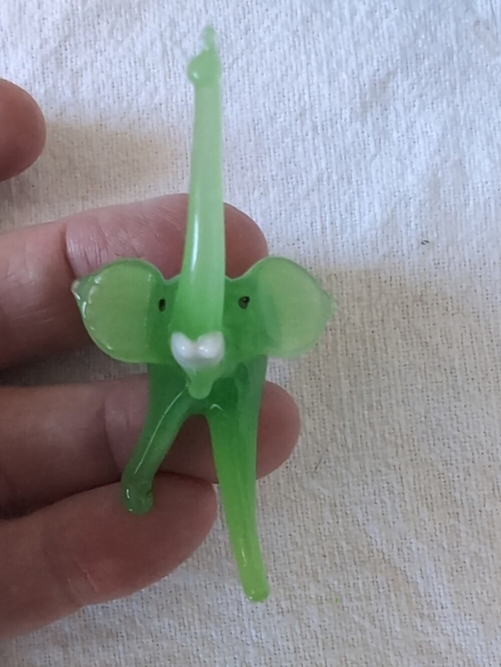 Vintage Miniature Blown Glass Elephant Figurine - Trunk Up Luck